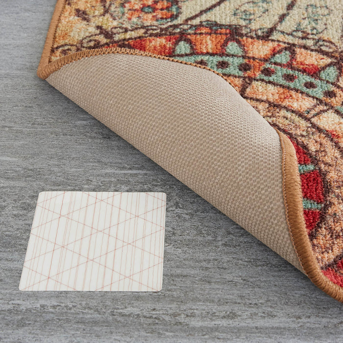 Bloom Medallion Brown & Red Area Rug