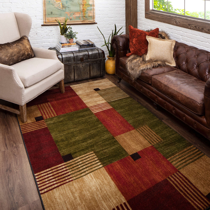 Marina Liberty Brown & Red Area Rug