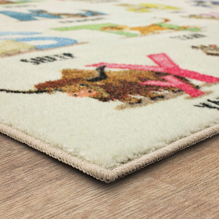 Technicolor Menagerie White Area Rug