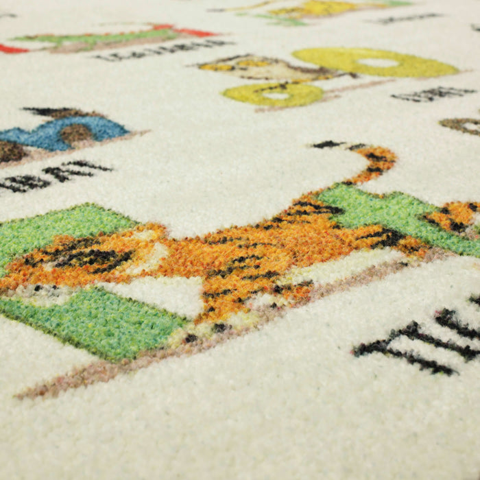 Technicolor Menagerie White Area Rug