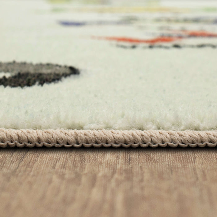 Technicolor Menagerie White Area Rug