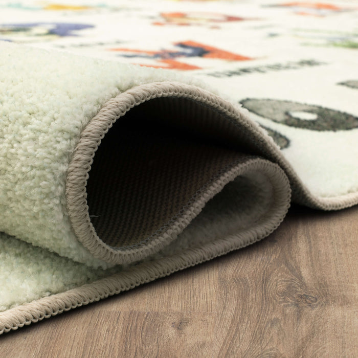Technicolor Menagerie White Area Rug