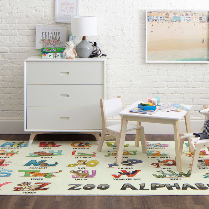 Technicolor Menagerie White Area Rug