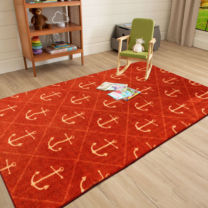 Technicolor Nautical Red Area Rug
