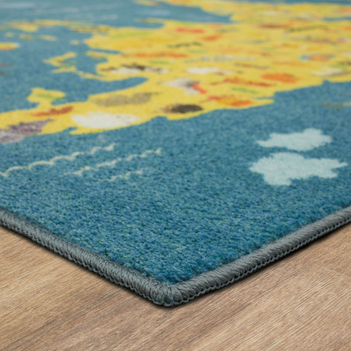 Technicolor Worldwide Blue & Yellow Area Rug