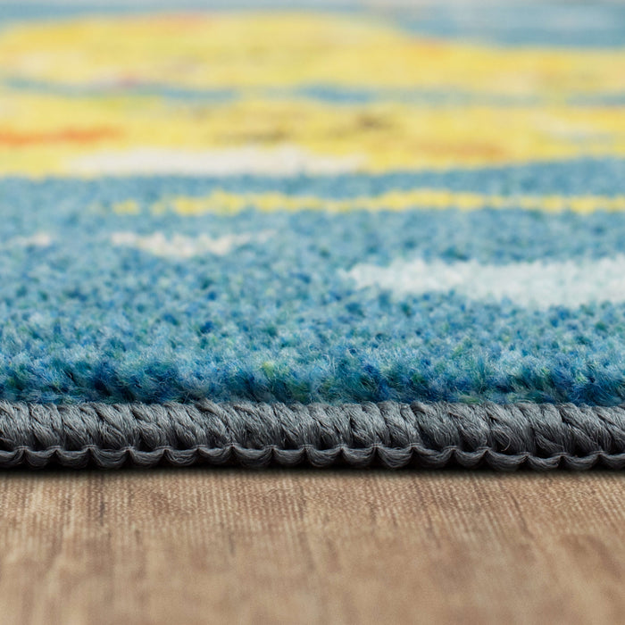 Technicolor Worldwide Blue & Yellow Area Rug