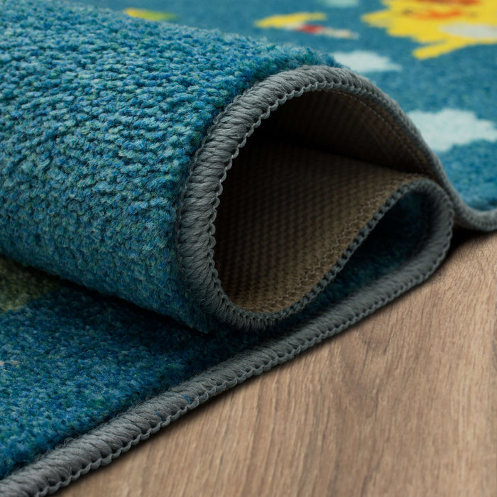 Technicolor Worldwide Blue & Yellow Area Rug