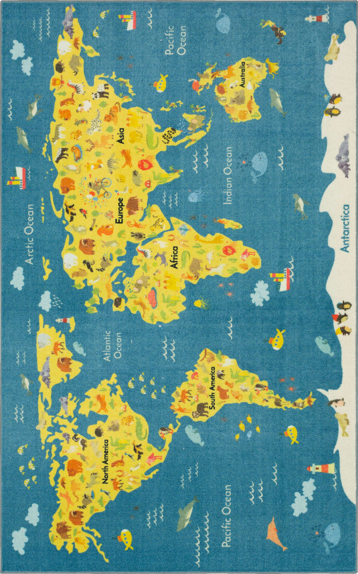 Technicolor Worldwide Blue & Yellow Area Rug