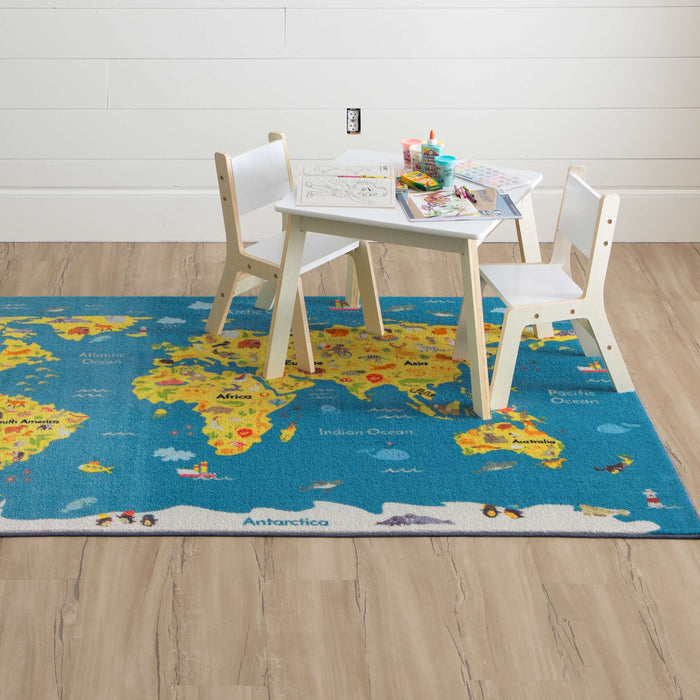 Technicolor Worldwide Blue & Yellow Area Rug