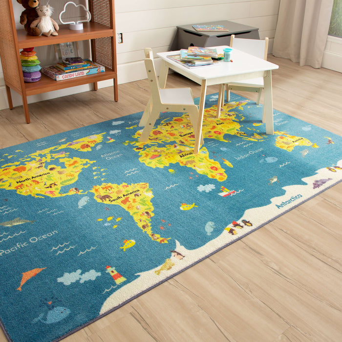 Technicolor Worldwide Blue & Yellow Area Rug