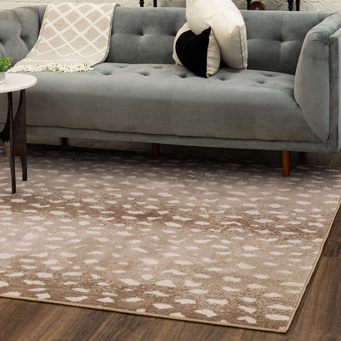 Merino Antelope Print Beige Area Rug