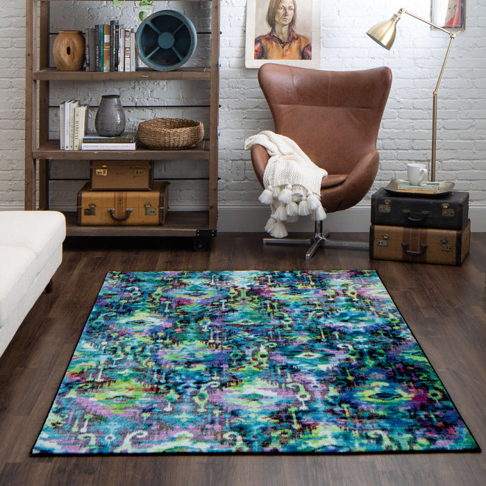Technicolor Amani Green & Purple Area Rug