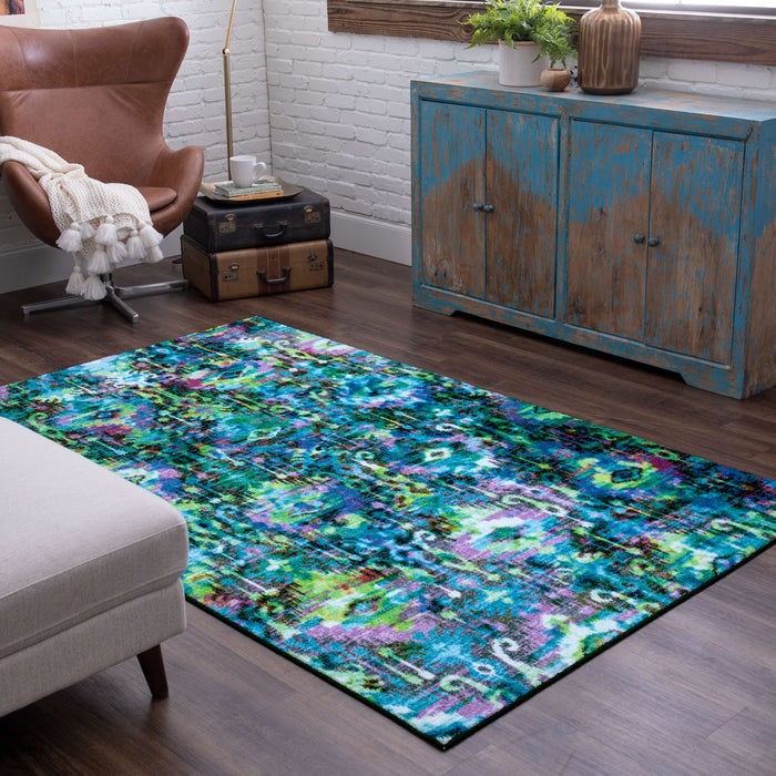 Technicolor Amani Green & Purple Area Rug
