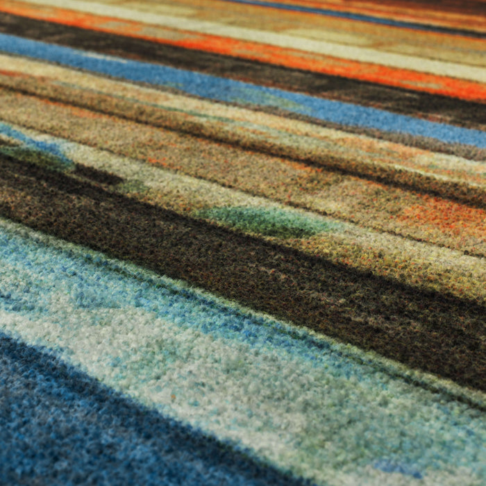 Technicolor Painted Brown & Red Area Rug