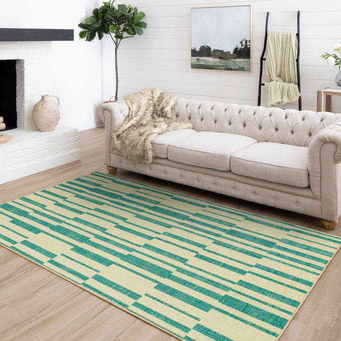 Technicolor Branson Blue & White Area Rug