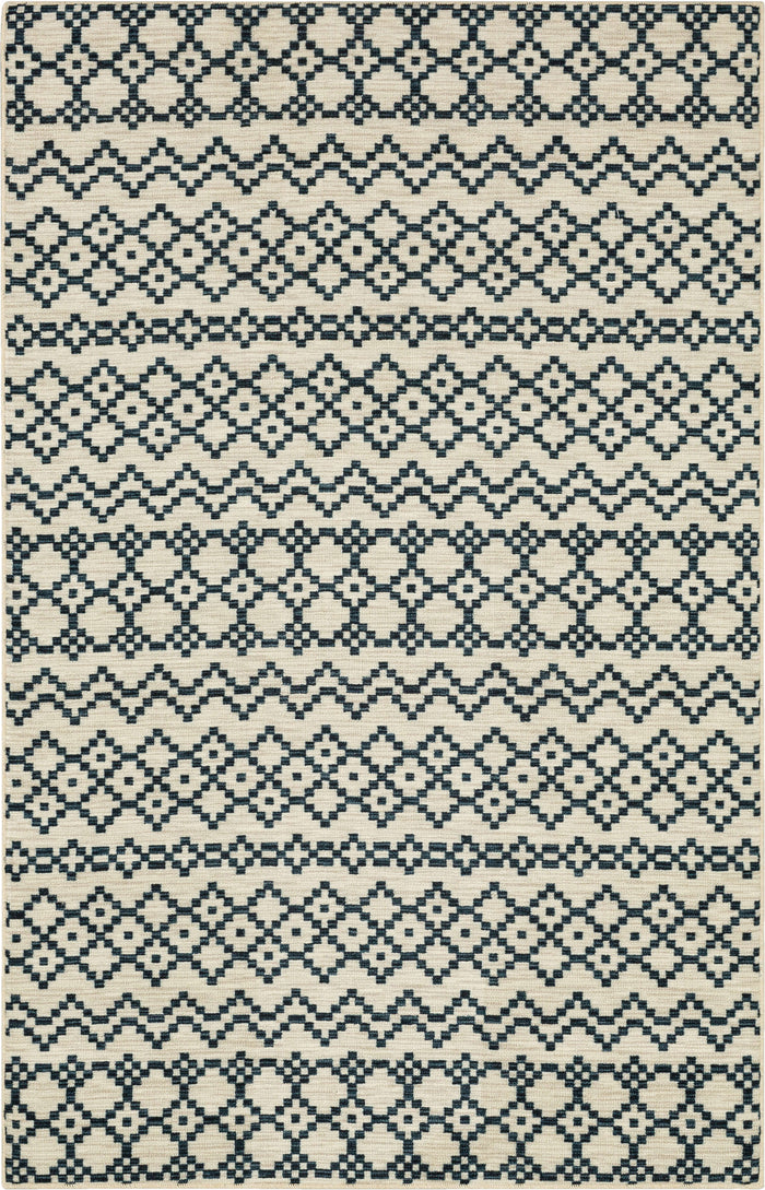Hemingway Kennedy White & Blue Area Rug