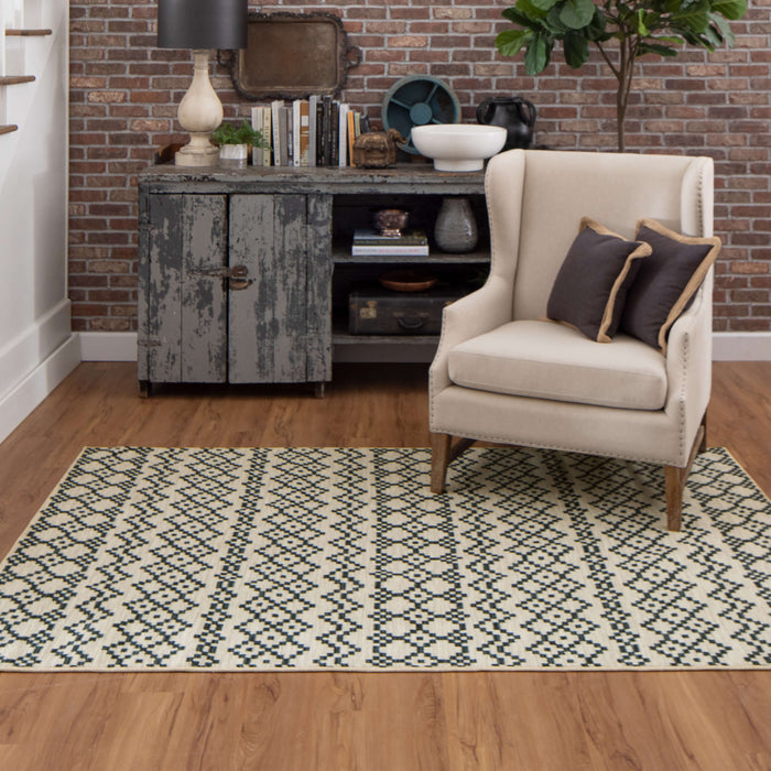 Hemingway Kennedy White & Blue Area Rug