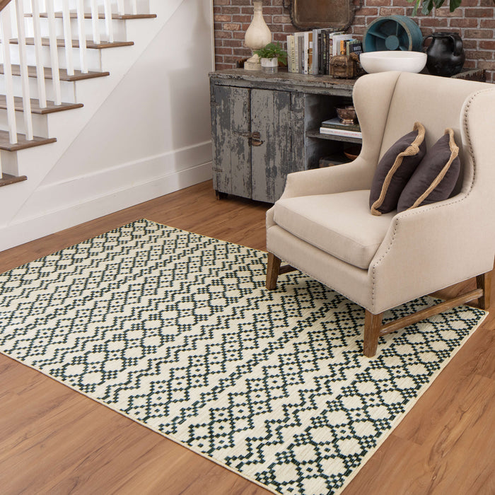 Hemingway Kennedy White & Blue Area Rug