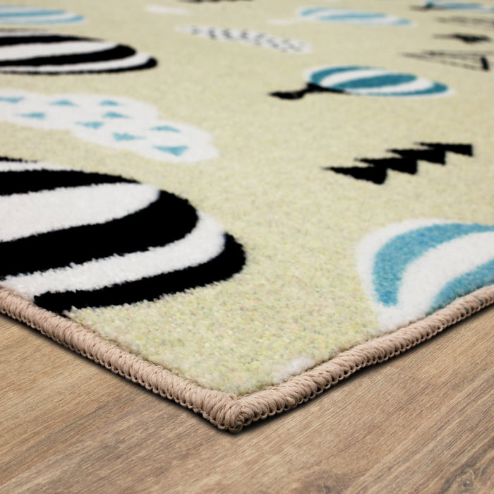 Technicolor Fairgrounds Blue & White Area Rug