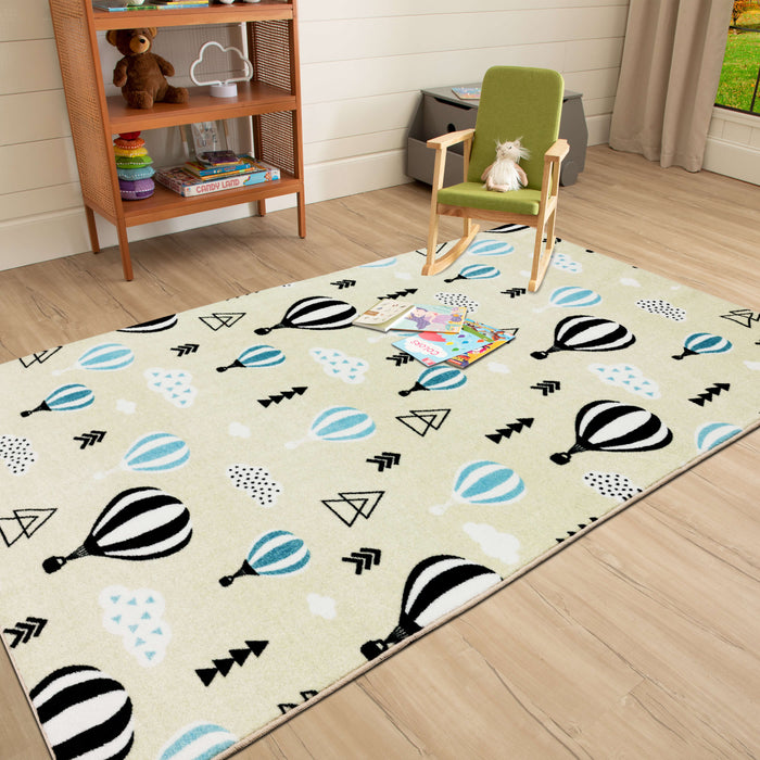 Technicolor Fairgrounds Blue & White Area Rug