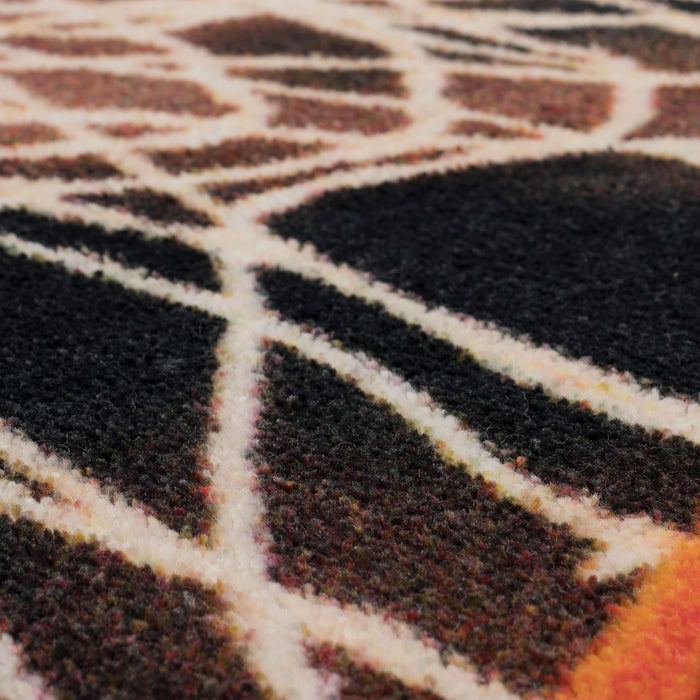 Technicolor Swoosh Brown & Orange Area Rug
