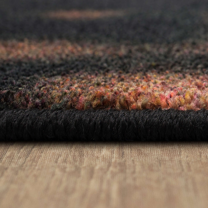 Technicolor Swoosh Brown & Orange Area Rug