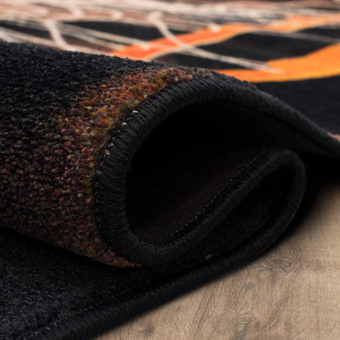 Technicolor Swoosh Brown & Orange Area Rug