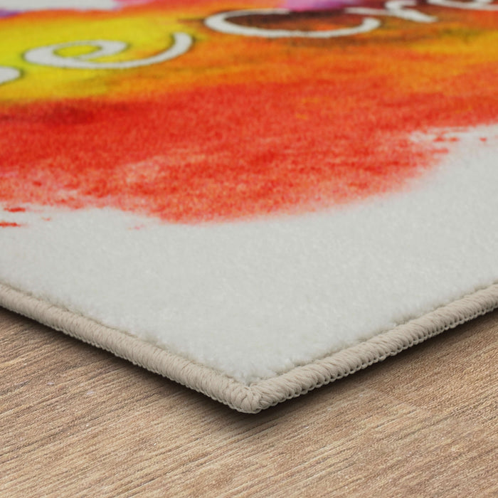 Technicolor Create White & Red Area Rug