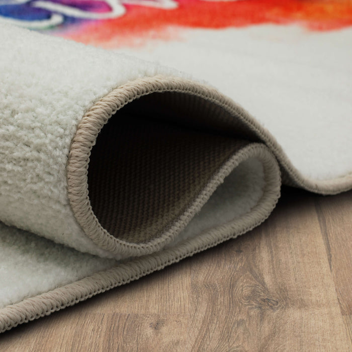 Technicolor Create White & Red Area Rug