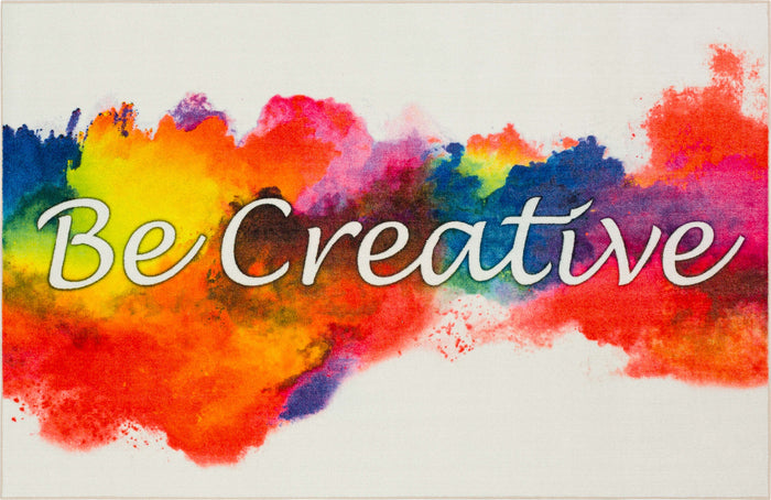 Technicolor Create White & Red Area Rug