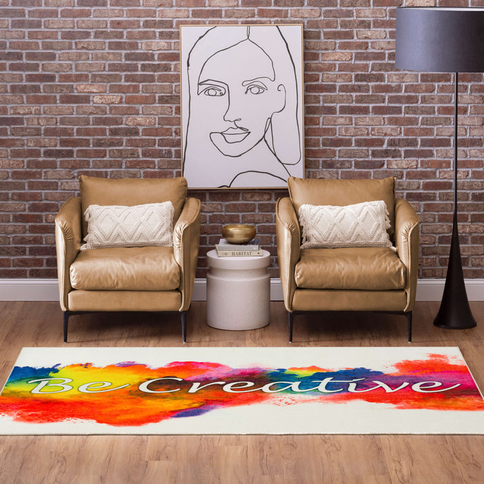 Technicolor Create White & Red Area Rug