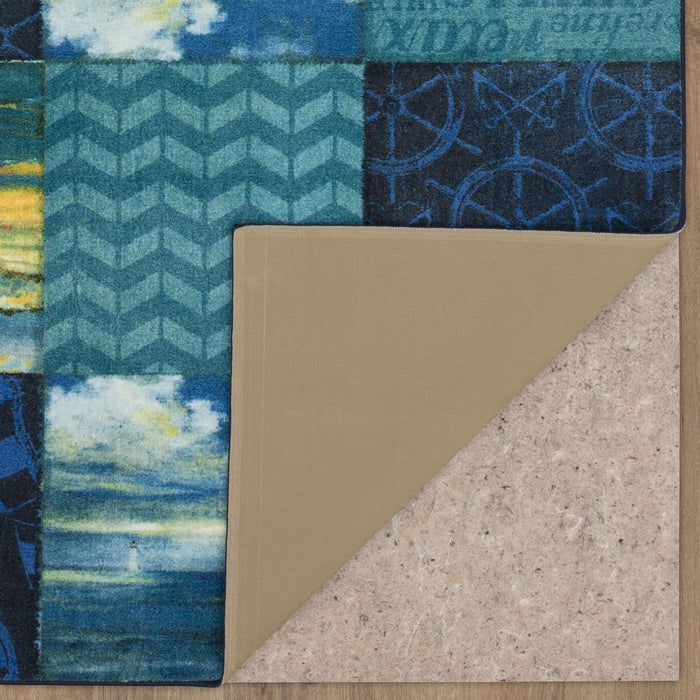Technicolor Sea Patchwork Blue Area Rug