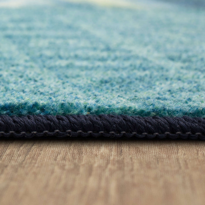 Technicolor Sea Patchwork Blue Area Rug