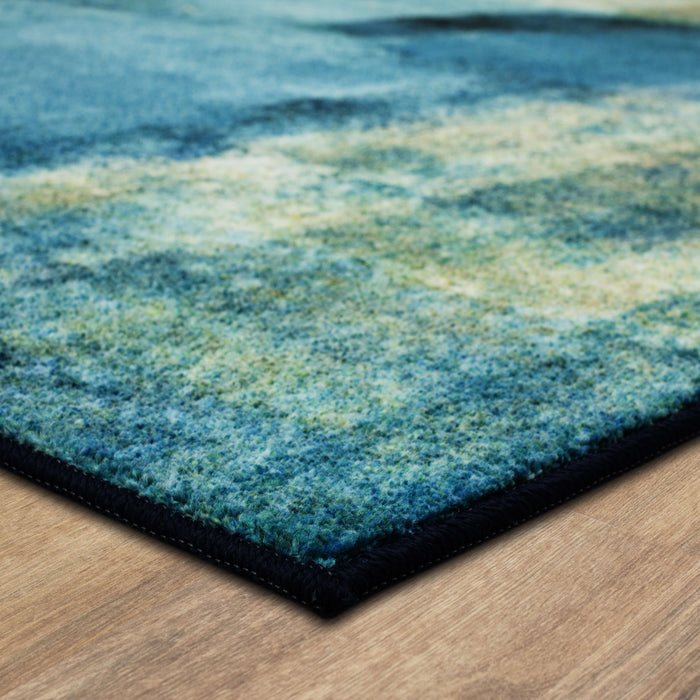 Technicolor Geo Haze Blue Area Rug