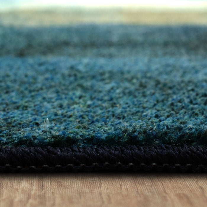 Technicolor Geo Haze Blue Area Rug