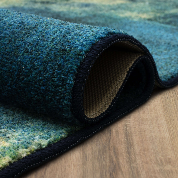 Technicolor Geo Haze Blue Area Rug
