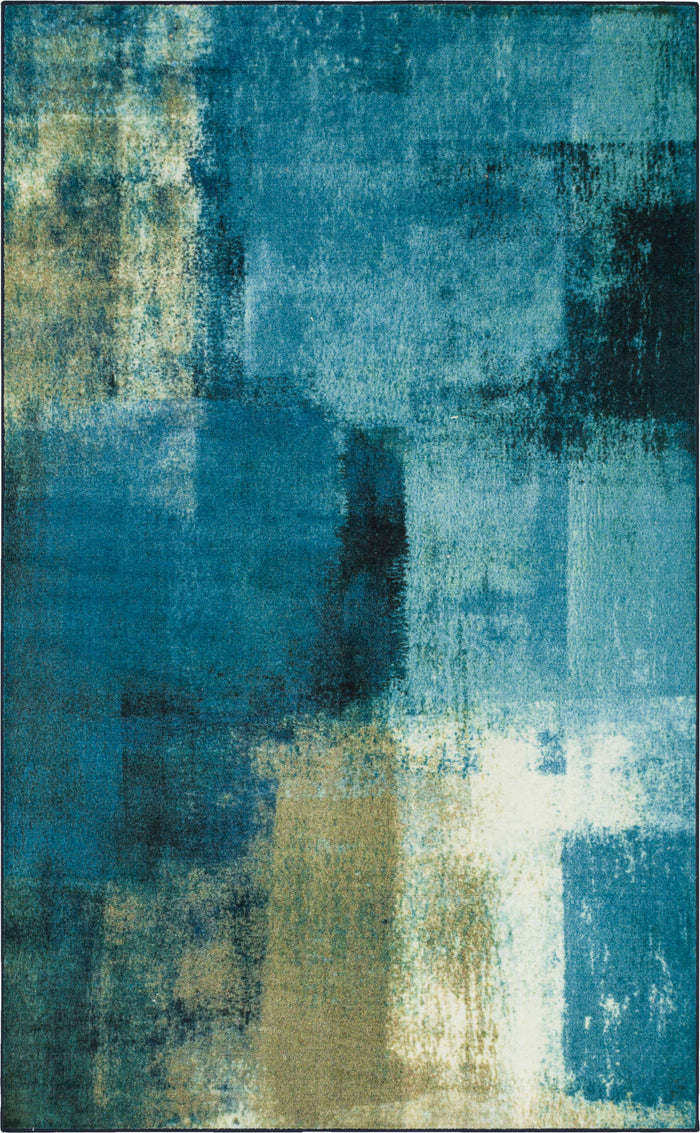 Technicolor Geo Haze Blue Area Rug