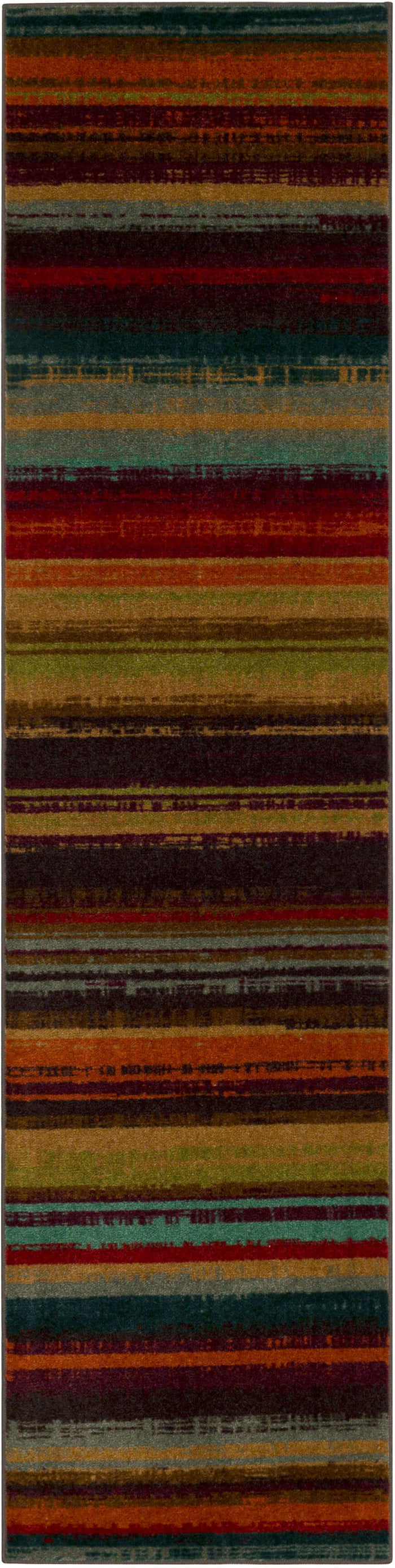 Marina Boho Stripes Orange & Red Area Rug