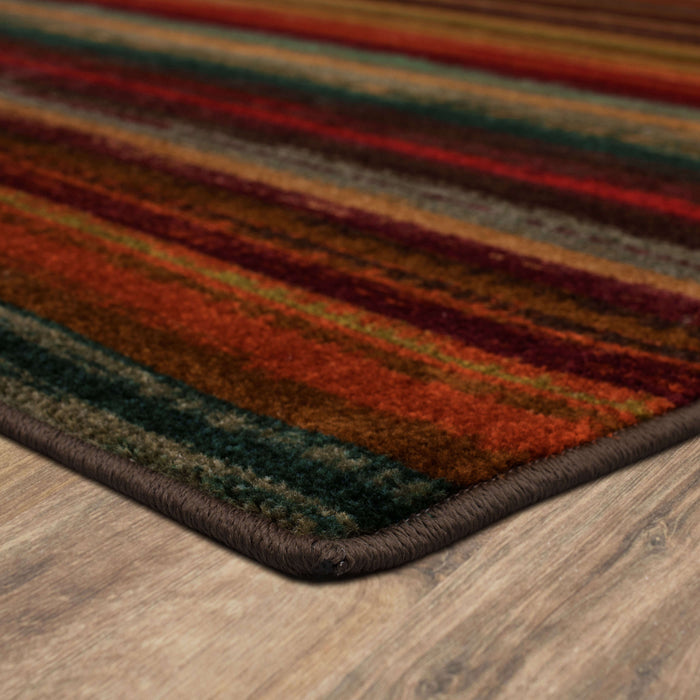 Marina Boho Stripes Orange & Red Area Rug