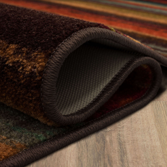 Marina Boho Stripes Orange & Red Area Rug