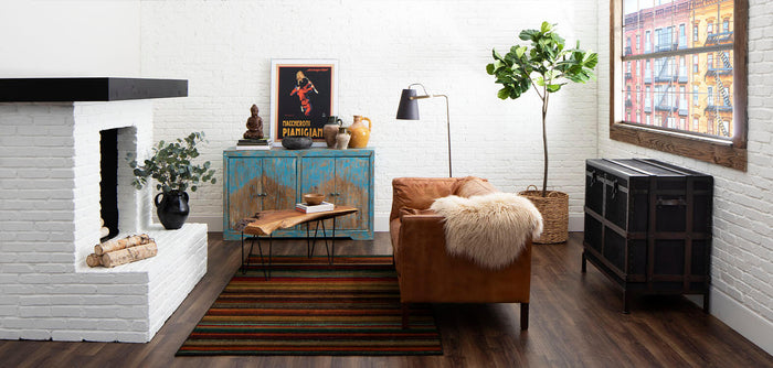 Marina Boho Stripes Orange & Red Area Rug