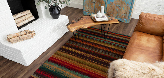 Marina Boho Stripes Orange & Red Area Rug