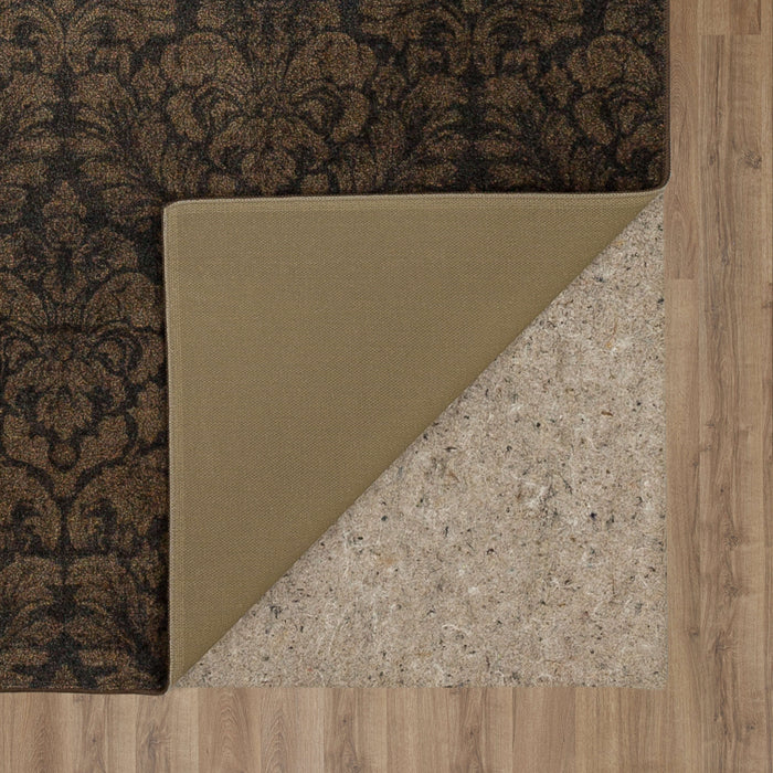 Technicolor Damask Brown Area Rug