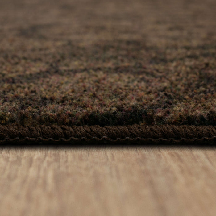 Technicolor Damask Brown Area Rug