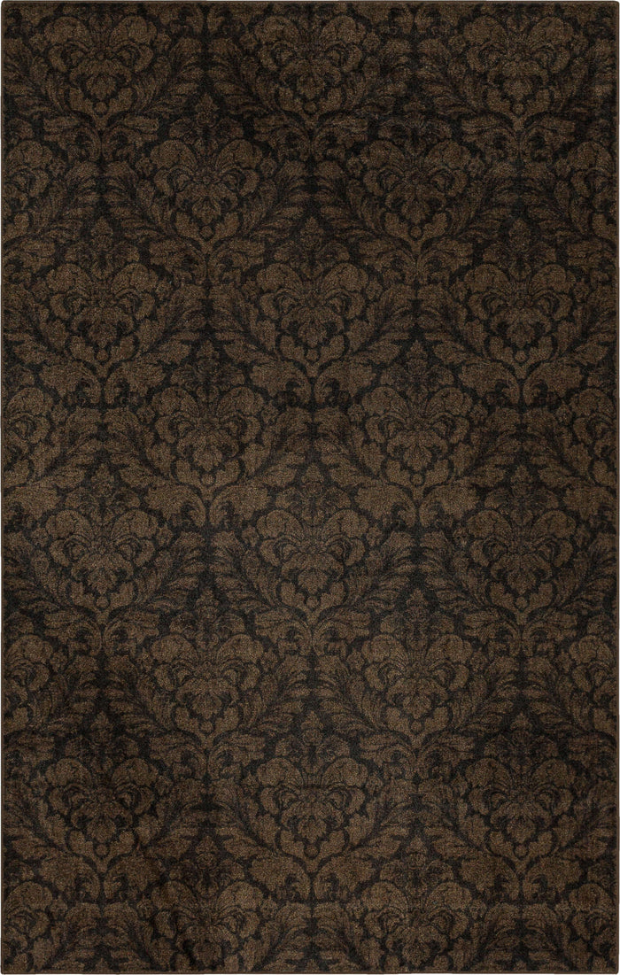 Technicolor Damask Brown Area Rug