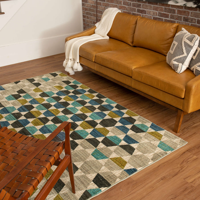 Dominica Rigel Green & Blue Area Rug