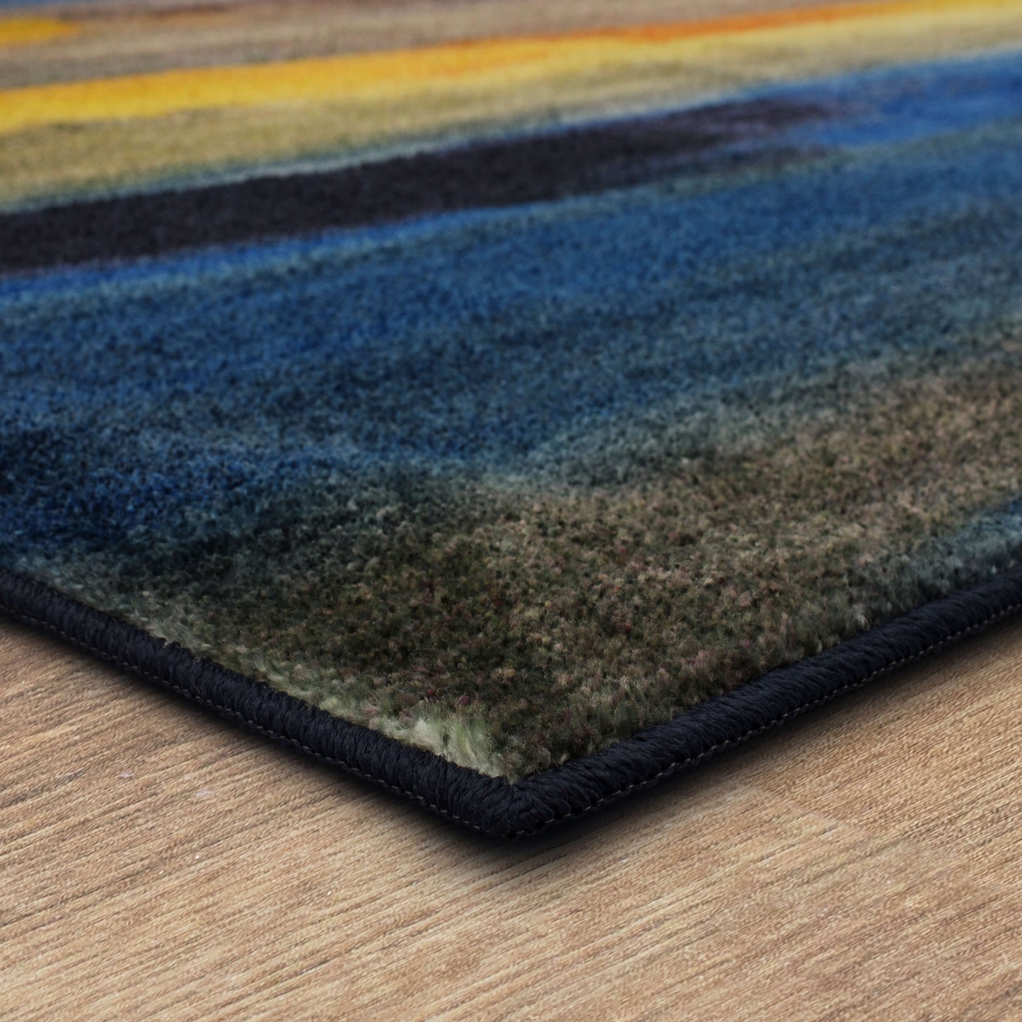 Technicolor Washed Blue & Yellow Area Rug