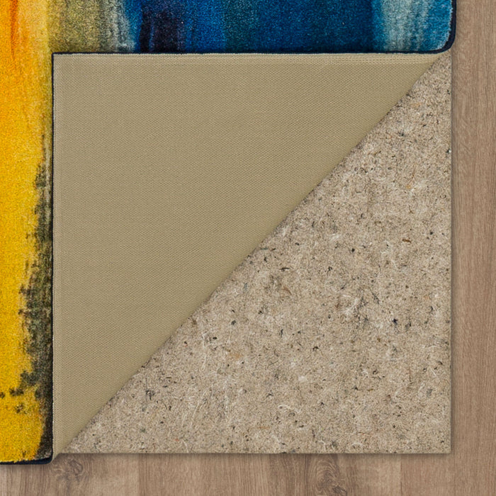 Technicolor Washed Blue & Yellow Area Rug