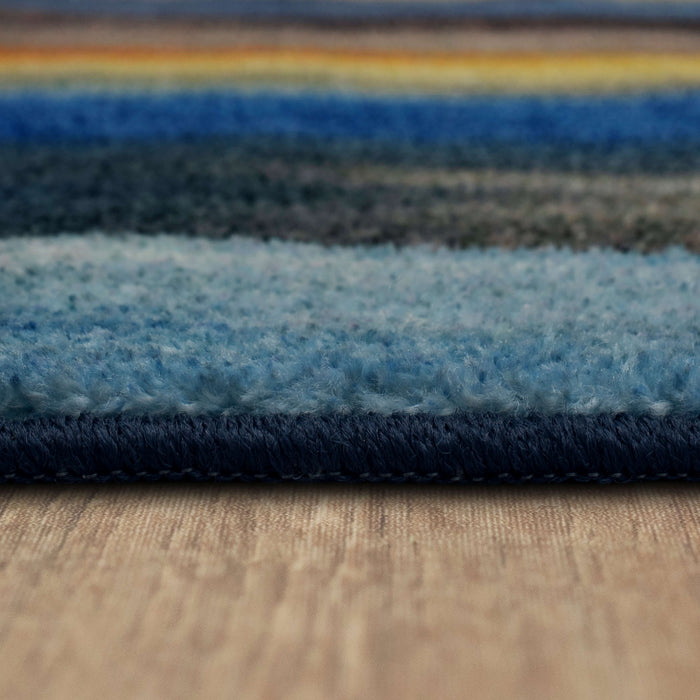 Technicolor Washed Blue & Yellow Area Rug