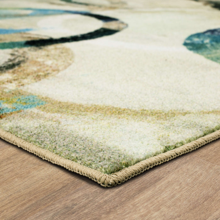 Technicolor Circles Brown & Blue Area Rug